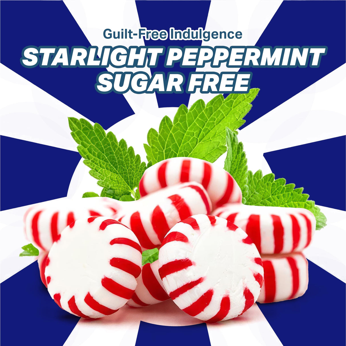 Arcor Starlight Peppermint Sugar Free Hard Candy - 2 Pounds Approx 150 - Sugar Free Candy, Peppermint Candy - Bulk Candy Individually Wrapped - Christmas Candy Bulk- Ideal for Holiday Season