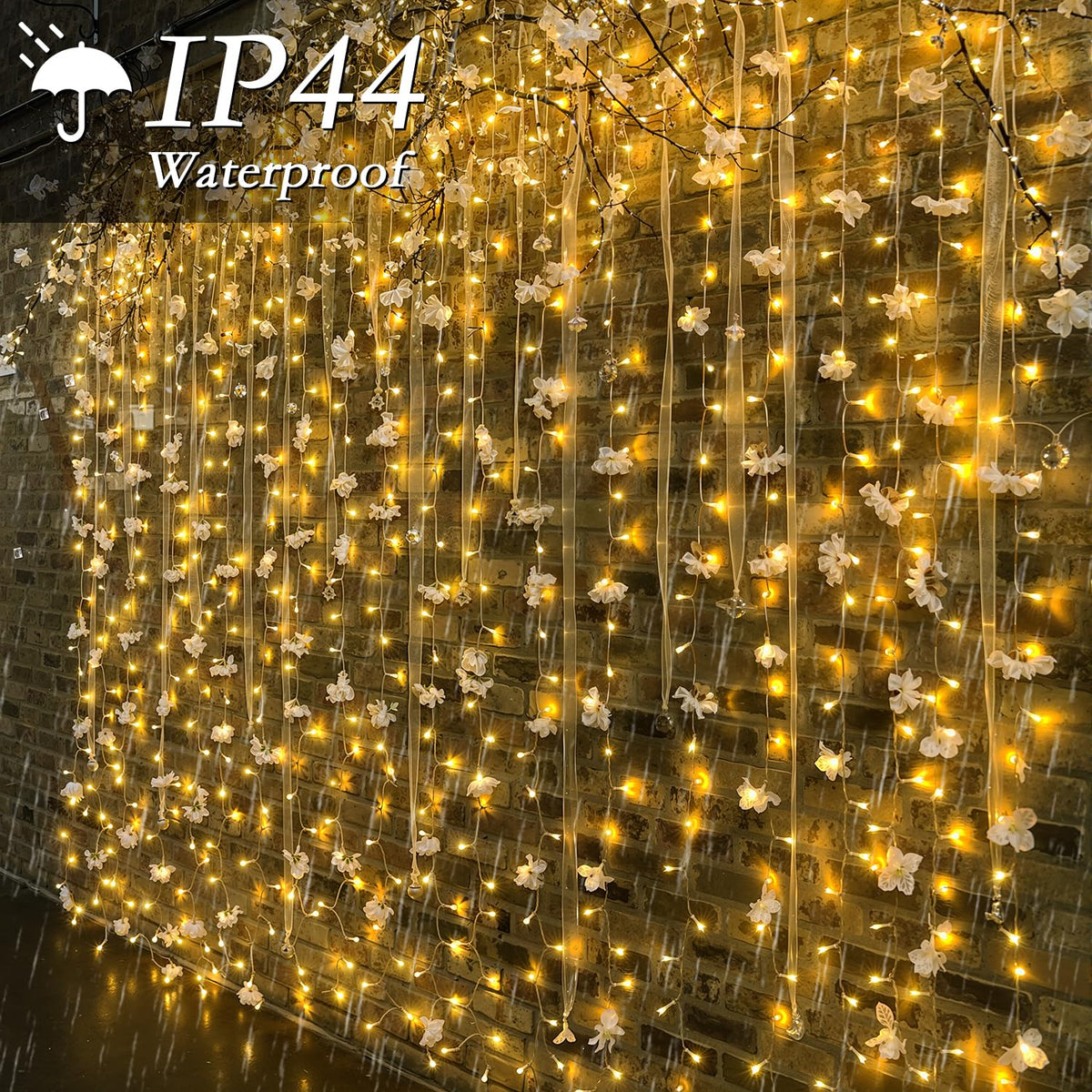 Soagrc 200 LED Warm White Curtain Fairy Lights 9.8x6.6FT Plug in