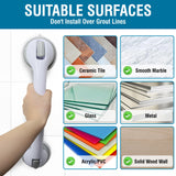 Grab Bars for Bathtubs and Showers, Heavy Duty Shower Handle 2 Pack 16 Inch Suction Cup, Removable Bar Bath Handrails for Seniors and Elderly Handicap, Bathroom Safety Grips No Drilling Waterproof