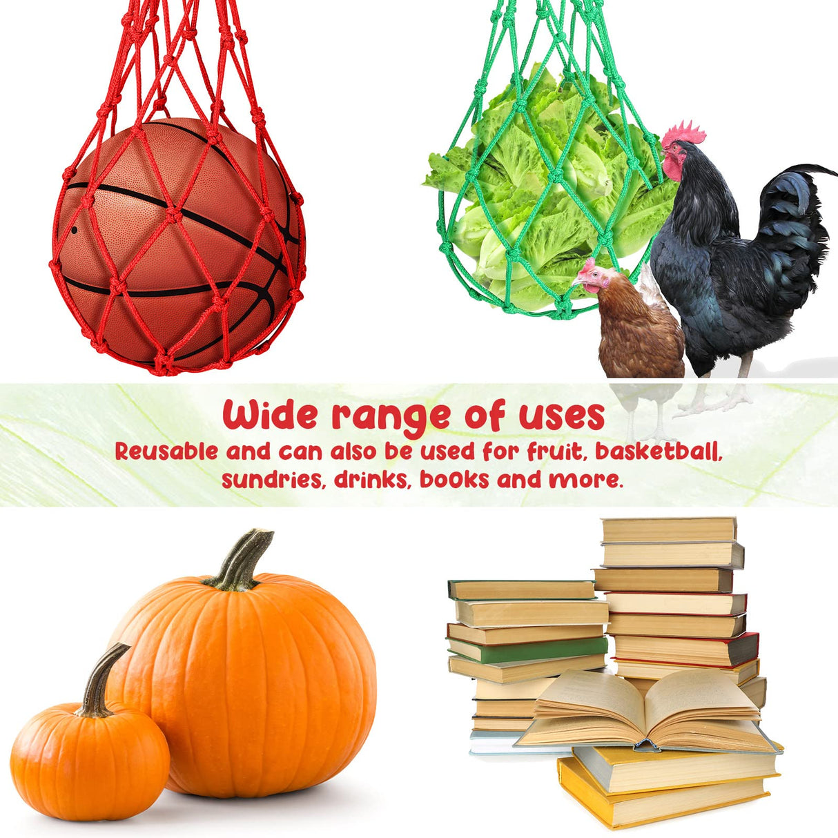 Nuenen 6 Pcs Watermelon Net Melon Hammock Melon Cradle Plant and Garden Supports Pumpkin Support Hanging Bag Protects Watermelons, Honeydew, Squash, Cantaloupes (Red)