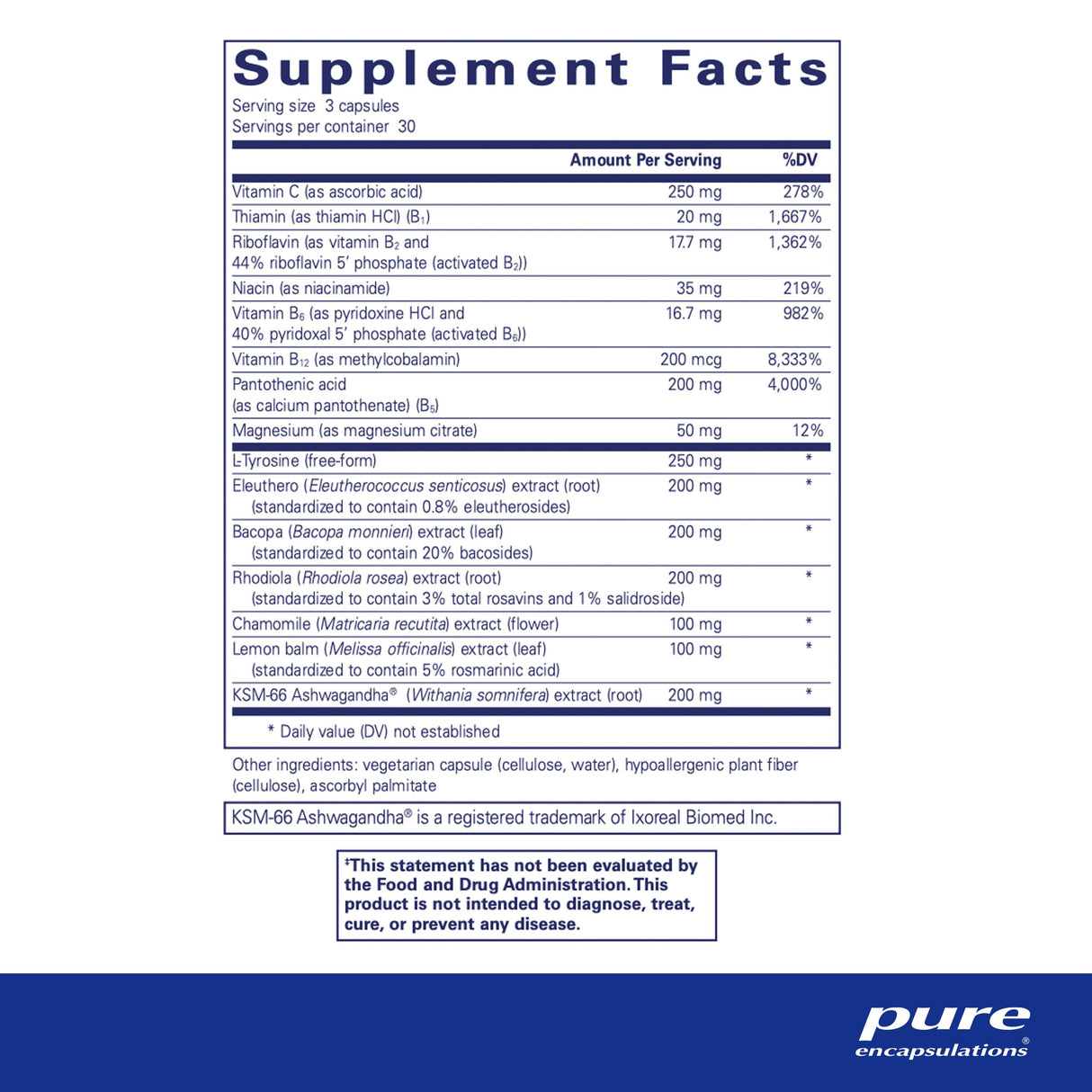 Pure Encapsulations Daily Stress Formula | Promotes Relaxation and Moderates The Effects of Occasional Stress*| 90 Capsules