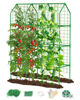 65" Cucumber Trellis for Climbing Plants Outdoor, Metal Garden Trellis for Raised Bed, Plant Support Structures with Netting for Cucumbers Tomatoes Beans Peas (50 * 17 * 65inch(L*W*H), Trellis)