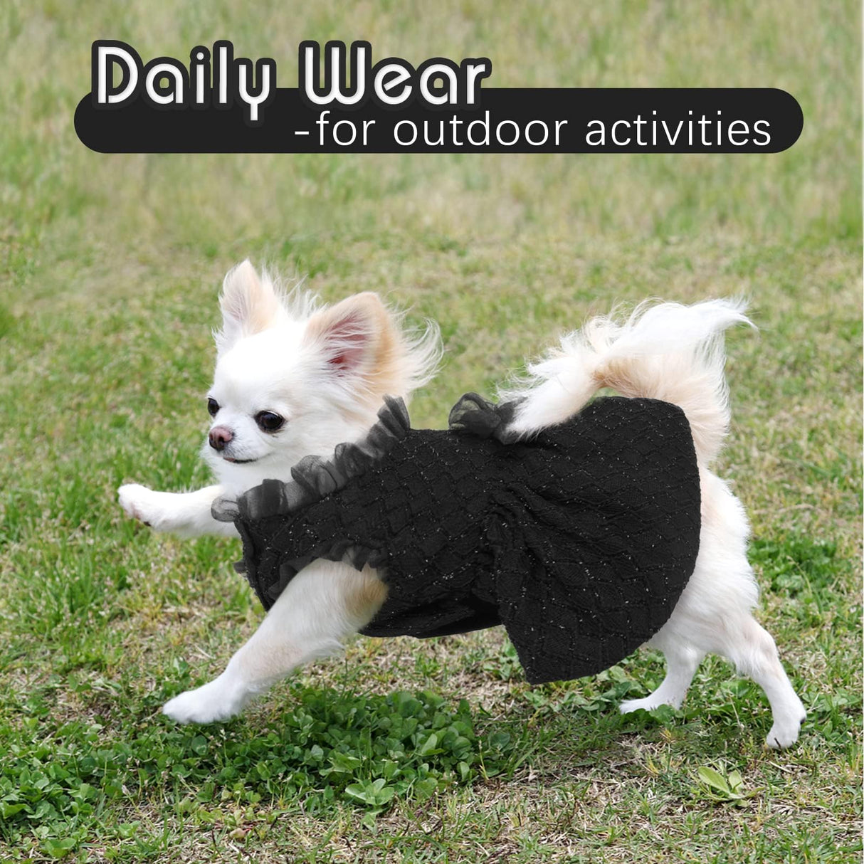 Kuoser Dog Dress, Cute Dog Dresses for Large Dogs Girl Elegant Puppy Tutu with Bow-Knot, Doggie Princess Costume Pet Outfit for Birthday Party Christmas Halloween Wedding, Black XL