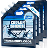Cooler Shock Reusable Ice Packs for Cooler - Long-Lasting Freezer Packs with Built-in Handle - All-Purpose Medium Size, Pack of 4