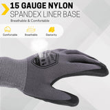 FURWEY Safety Work Gloves,16 Pairs Micro-Foam Nitrile Coated Glove for Men and Women, Touchscreen, Ideal for Warehouse Package Handling，Construction, Gardening, Large