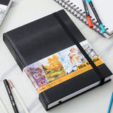 Ohuhu Mix Media Pad - 10"x7.4" Mixed Media Art Sketchbook, 120 lb/200 gsm Heavyweight Papers, 78 Sheets/156 Pages, PU Hardcover Mixed Media Paper Pad for Acrylic Painting Christmas Gift