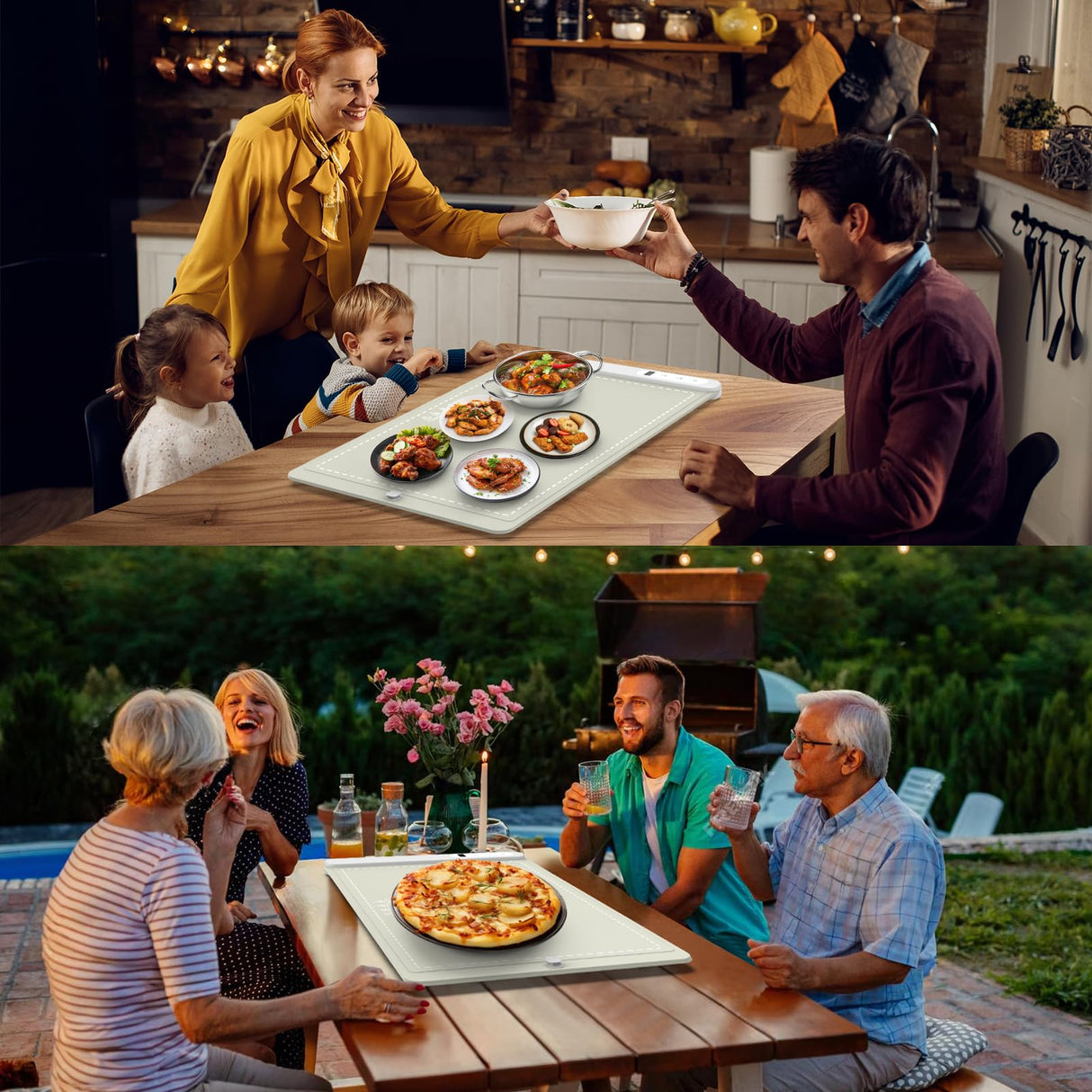 FYY Warming Mat for Food - Rapid and Full Surface Heating, 6 Temp Settings, 6H Timer, Rollable Portable Food Warming Mat, Ideal for Gatherings, Parties, Keep Meal Warm (X Large Size, Khaki)