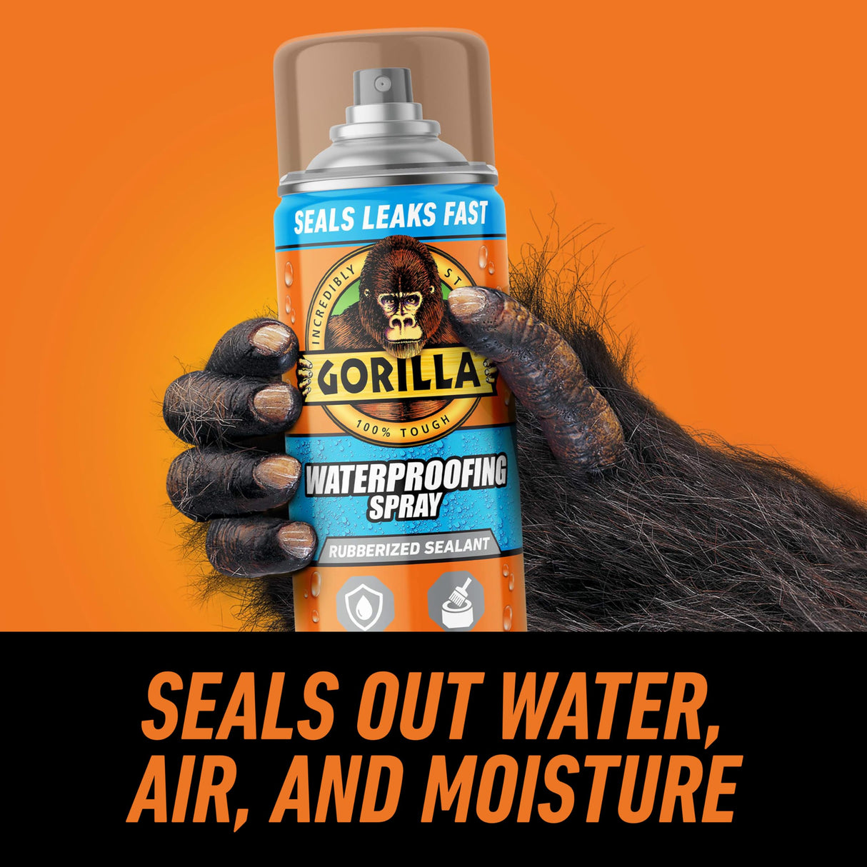 Gorilla Waterproof Patch & Seal Rubberized Sealant Spray, Crystal Clear, 14 Ounce (Pack of 2) - Seals Out Water, Air, and Moisture