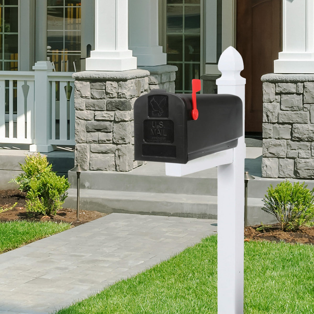 Architectural Mailboxes Parsons™ Rust-Proof Plastic Post Mounted Mail Box for Outside, Black, Medium Curbside Mailbox, USPS Approved for Residential Delivery