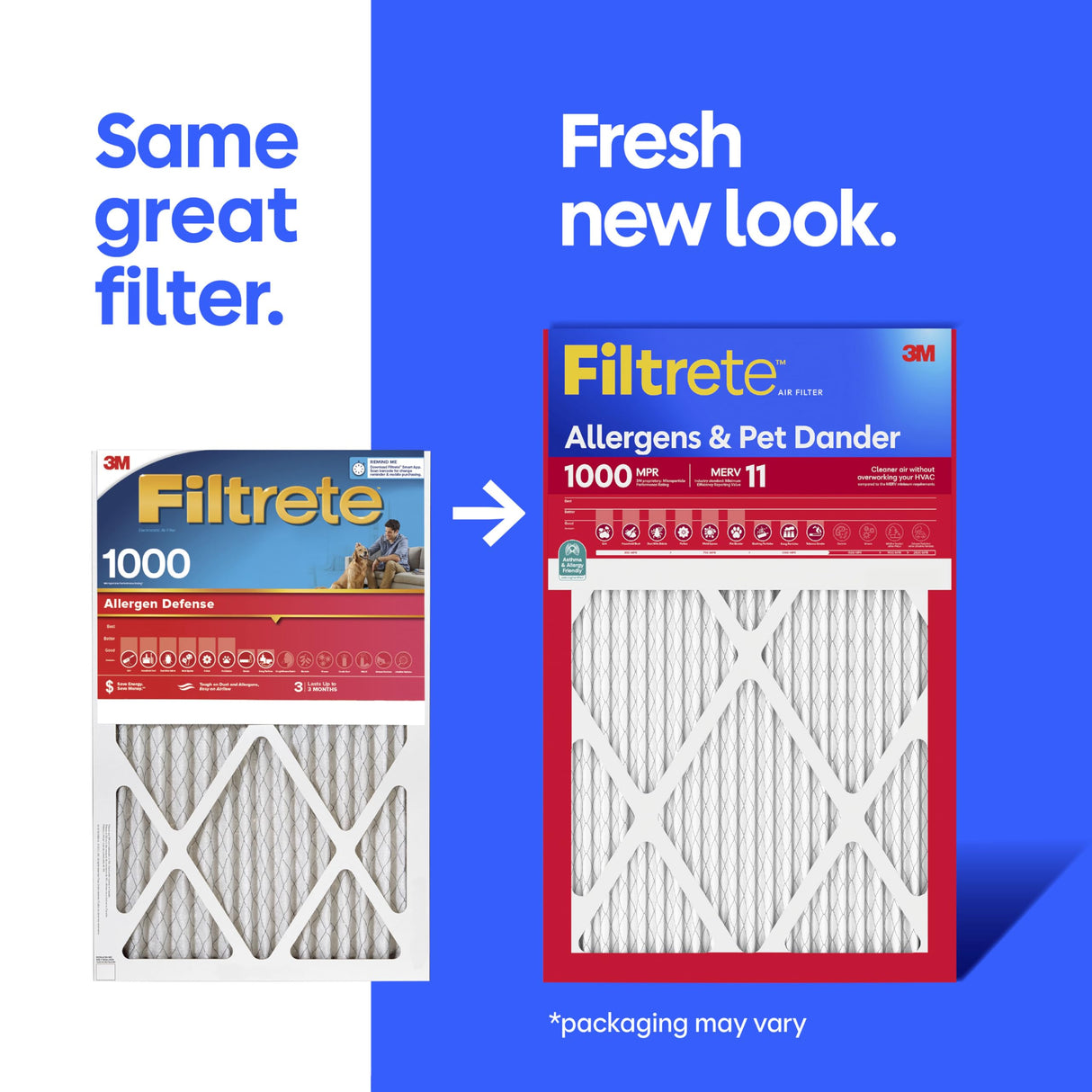Filtrete 14x25x1 Air Filter, MERV 11, MPR 1000, Allergens & Pet Dander, 3-Month AC and Furnace Filters, Cleaner Air, Reliable Airflow, 6 HVAC Filters (Actual Size 13.68 x 24.68 x 0.81 in)