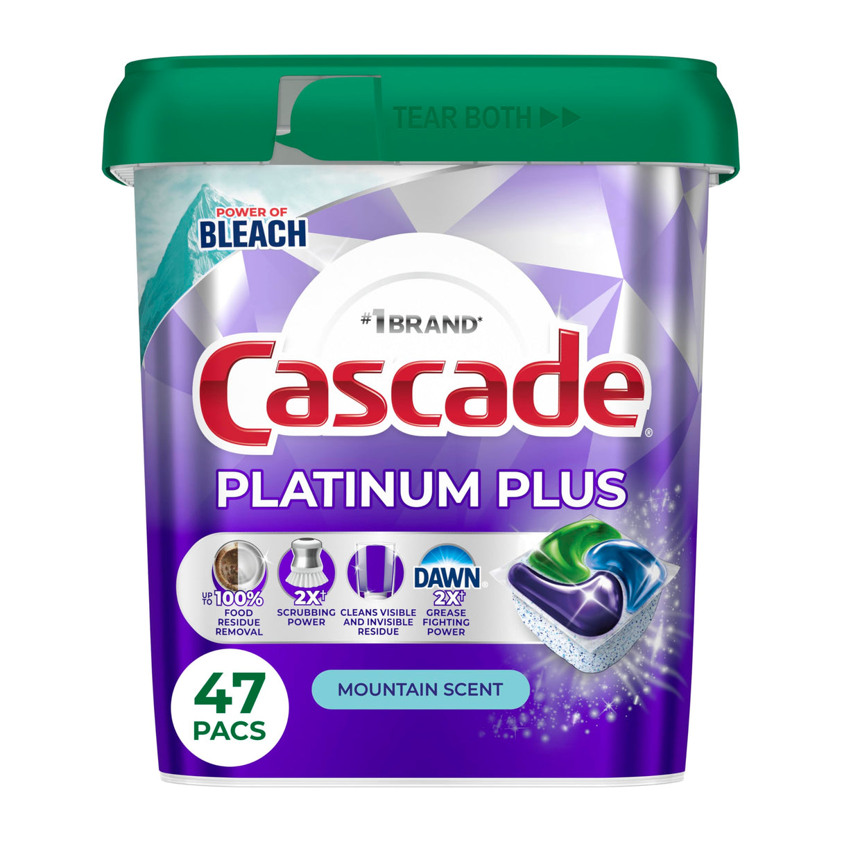 Cascade Platinum Plus Dishwasher Pods, Dishwasher Detergent, Dish Detergent Soap, Mountain, 47 Count