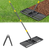 Lawn Leveling Rake, Heavy Duty 30"x10" Foldable Leveler Plate, 5FT Adjustable Stainless Steel Leveling Rake, Reinforced Welds Level rake for Soil, Dirt, Ground, Yard, Top Dressing, Landscaping