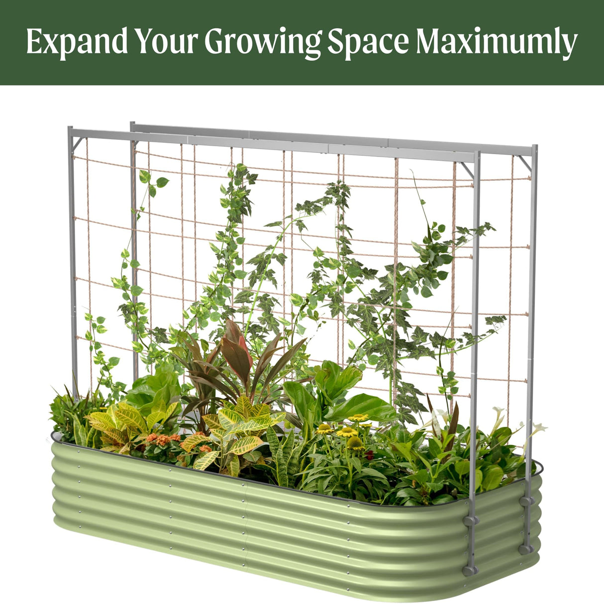Vego Garden 8.0ft Long Tomato Metal Frame Trellis, Garden Trellis for Climbing Plants Like Cucumber Beans Tomatoes & Vines, (Garden Beds Not Included)