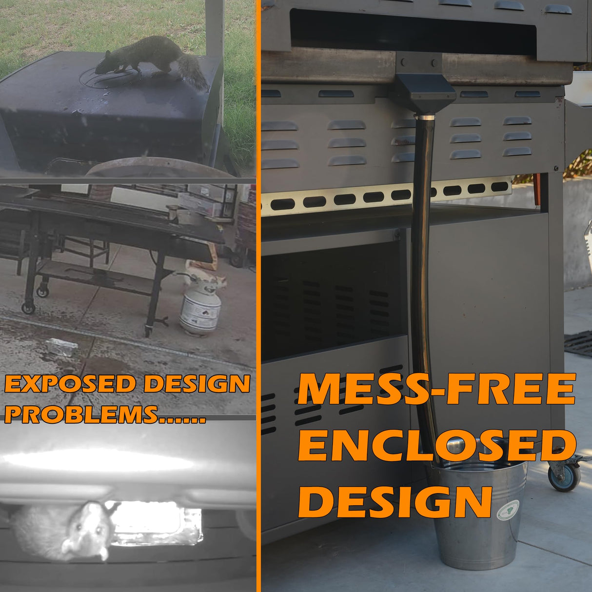 New Magnetic Grease Catcher for Blackstone Griddle, Rear Grease Drainage Funnel with Movable 304 Stainless Grease Gate, Larger Diameter Silicone Hose, Flexible Grease Capacity, Blackstone Accessory