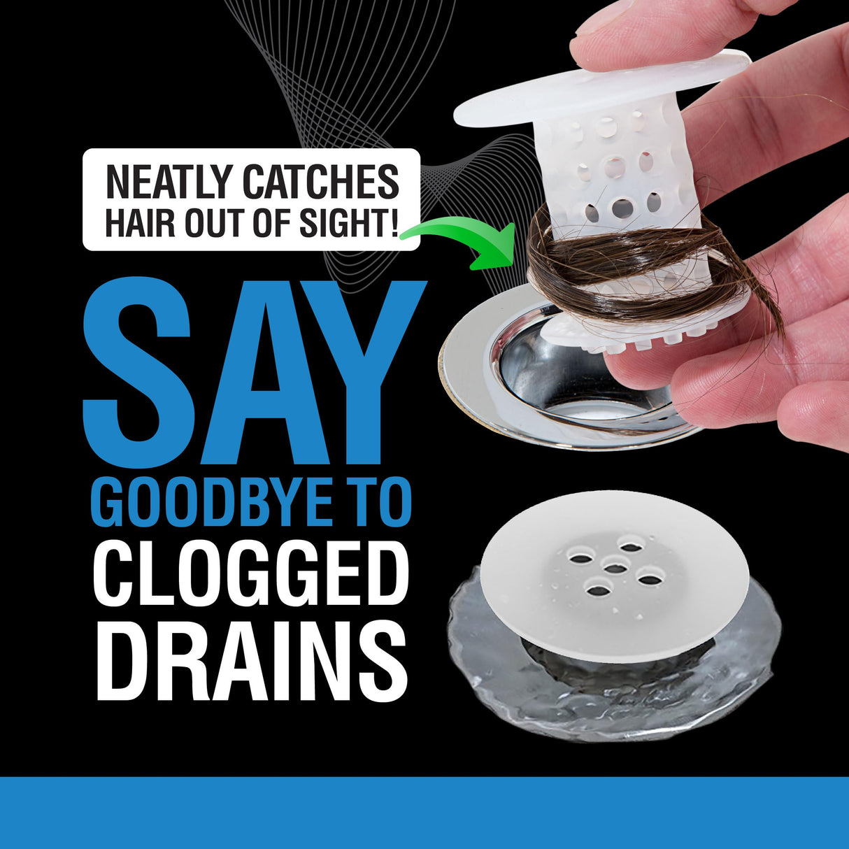 TubShroom Bathtub Drain Hair Catcher – In-Drain Tub Strainer & Clog Prevention Protector, Fits Standard 1.4”–1.75” Tub Drains, Easy Clean, Captures Human & Pet Hair out of Sight (Clear)