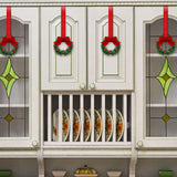 Retrowavy 12 Pcs Christmas Kitchen Cabinet Wreaths with Ribbon 3.94 Inch Mini Christmas Wreath Small Kitchen Xmas Decor for Window Door(Red,Classic Style)