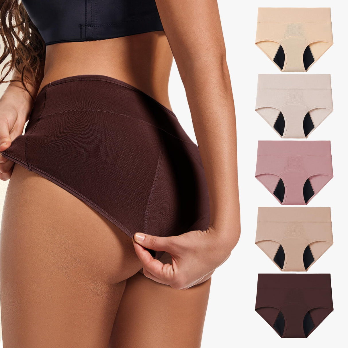 Everdries Washable & Reusable Incontinence Underwear for Women Over 60 - Leakproof, Discreet, Absorbent, Machine-Washable Panties (Comfort Plus, L, Pack of 5)