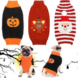 Sanwuta 3 Pieces Halloween Thanksgiving Christmas Dog Sweaters Sets Pumpkin Turkey Santa Puppy Dog Clothes Pet Knitwear for Puppy Doggie Cat Pet Costume (Medium)