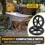 20" Flat Free Wheels Compatible with rubbermaid Wheelbarrow Tires (5/8 inch bearing)