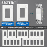BESTTEN 10 Pack Single Pole Decorator Light Switch with Wallplate, 15A 120/277V, Rocker Paddle Wall Switch, On/Off Interrupter for LED and Other Lamps