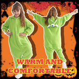 Beauty Shine Onesie Cartoon Animal Costume One Piece Pajamas Cosplay Halloween Christmas Sleepwear Jumpsuit Homewear (US, Age, 10 Years, Mike Wazowski)