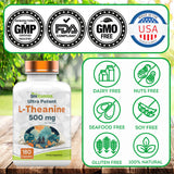 L-Theanine 500 mg Per Serving - 180 Capsules | Keep Calm, Cool, Collected, Alert, & Focused | L-Theanine Supplement May Support Mood, Brain, & Cognitive Function* | Non-GMO, Made in The USA!