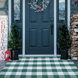 Christmas Outdoor Mat Buffalo Plaid Christmas Decor Rug Cotton Hand-Woven Layered Door Mats Washable Carpet for Front Porch, Kitchen, Farmhouse, Entryway