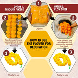DIYANA IMPEX Marigold Garland for Decoration 5 Pcs of 5 feet Long Strands Artificial Marigold Flowers with Bell, Indian Décor for Pooja/Diwali Decorations/Christmas (Orange + Yellow)