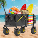 CAtArt Beach Wagon with Big Wheels for Sand, 400LBS Foldable Wagons Carts
