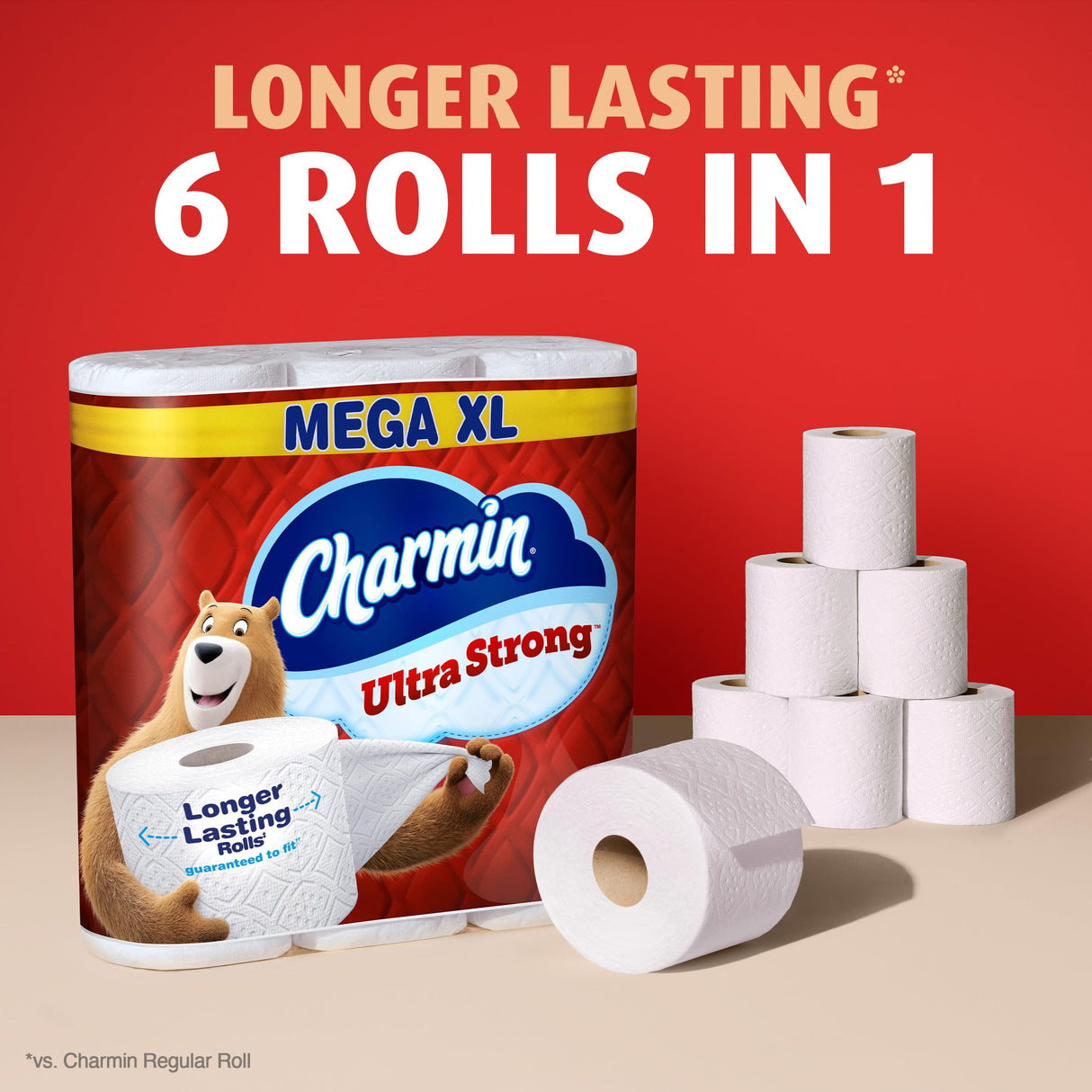 Charmin Ultra Strong Toilet Paper, 18 Mega XL Rolls = 108 Regular Rolls