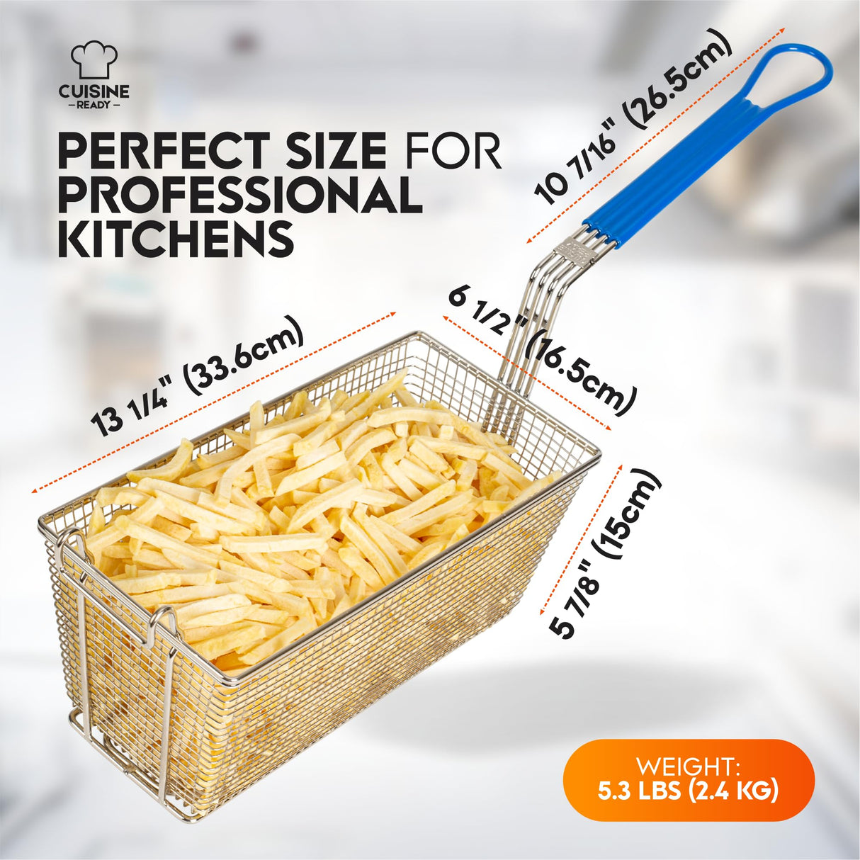 Cuisine Ready Deep Fryer Basket | 2-Pack | Commercial Fry Basket with Handle | 13.25" x 6.5" x 5.9" | Heavy Duty Restaurant Quality