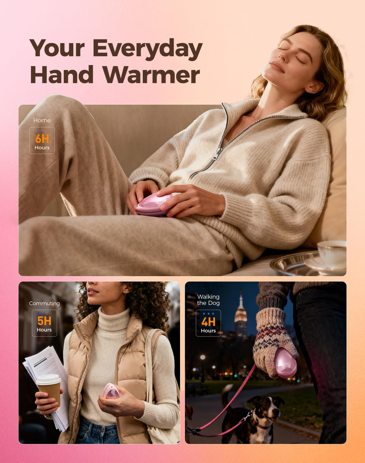 OCOOPA Women Rechargeable Hand Warmers 2 Pack, Portable, Stylish, Diamond-Shape Magnetic Electric Handwarmer, Reusable Pocket Heater, 2025 Tech Gifts for Christmas, Raynaud, Hiking, Camping, UT4 Rare