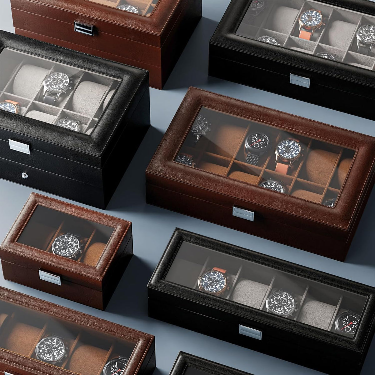 ProCase Watch Box, 6 Slot Mens Watch Display Case, Black