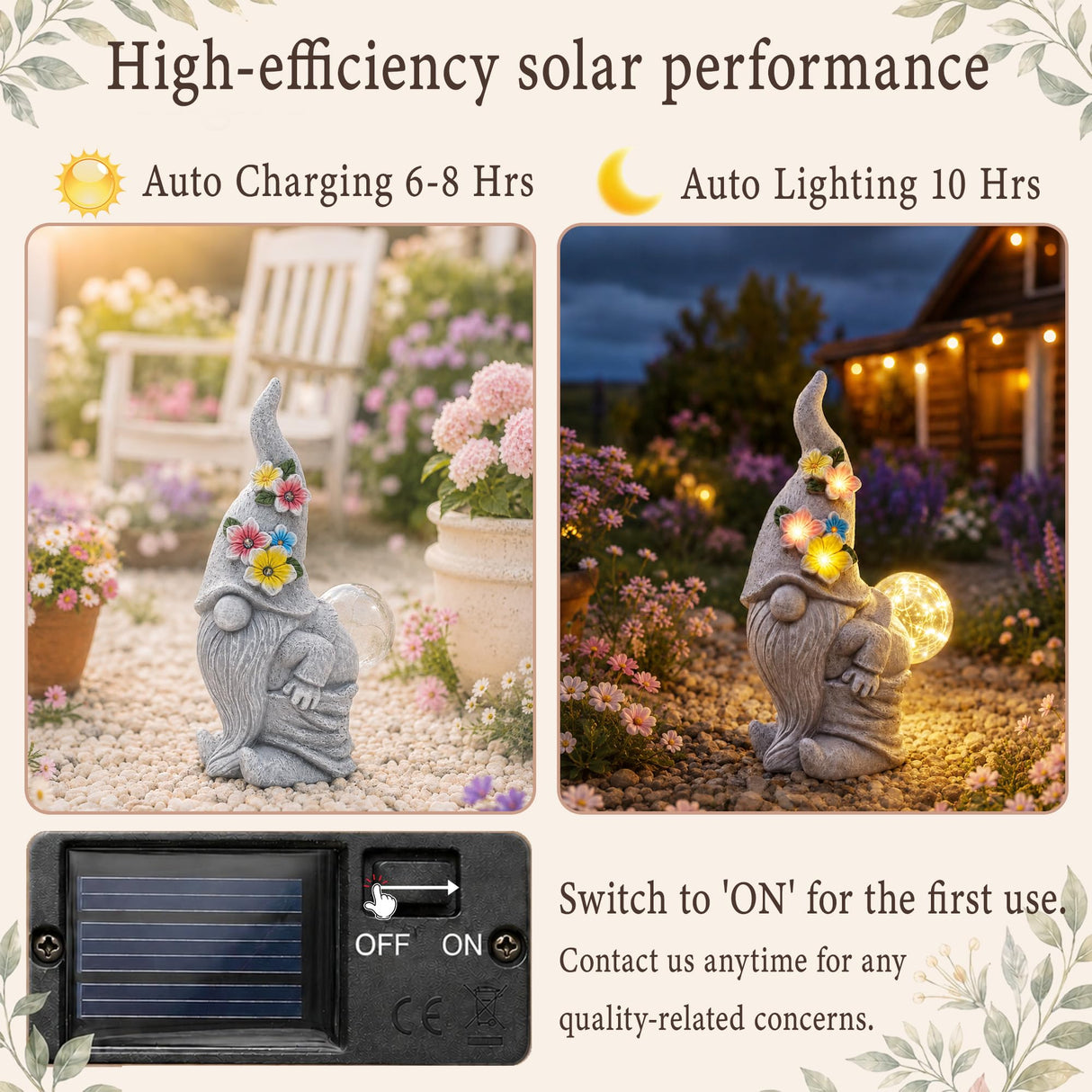 Acgarten Solar Funny Garden Gnome Statue: Outdoor Lights Decorations