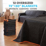 SIMPLI-MAGIC 79523 Heavy Duty Padded Moving Blankets, Black/Orange, 72” x 80”, 12 Pack