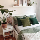 Topfinel Christmas Decorative Throw Pillow Covers Green Series,Winter Fluffy Corduroy Striped Euro Pillows Shams for Couch Bed Bedroom,Western Modern Hunter Green Pillowcase 20x20 Inch Set of 4