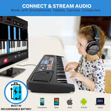 Pyle, Electric 49 Keys-Portable Digital Musical Karaoke Piano Keyboard-8 Rhythms 16 Tones, Stereo Speakers, Rechargeable Battery-Wired Microphone-Beginners Kids Adult PKBRD4113 (PKBRD4113.3)
