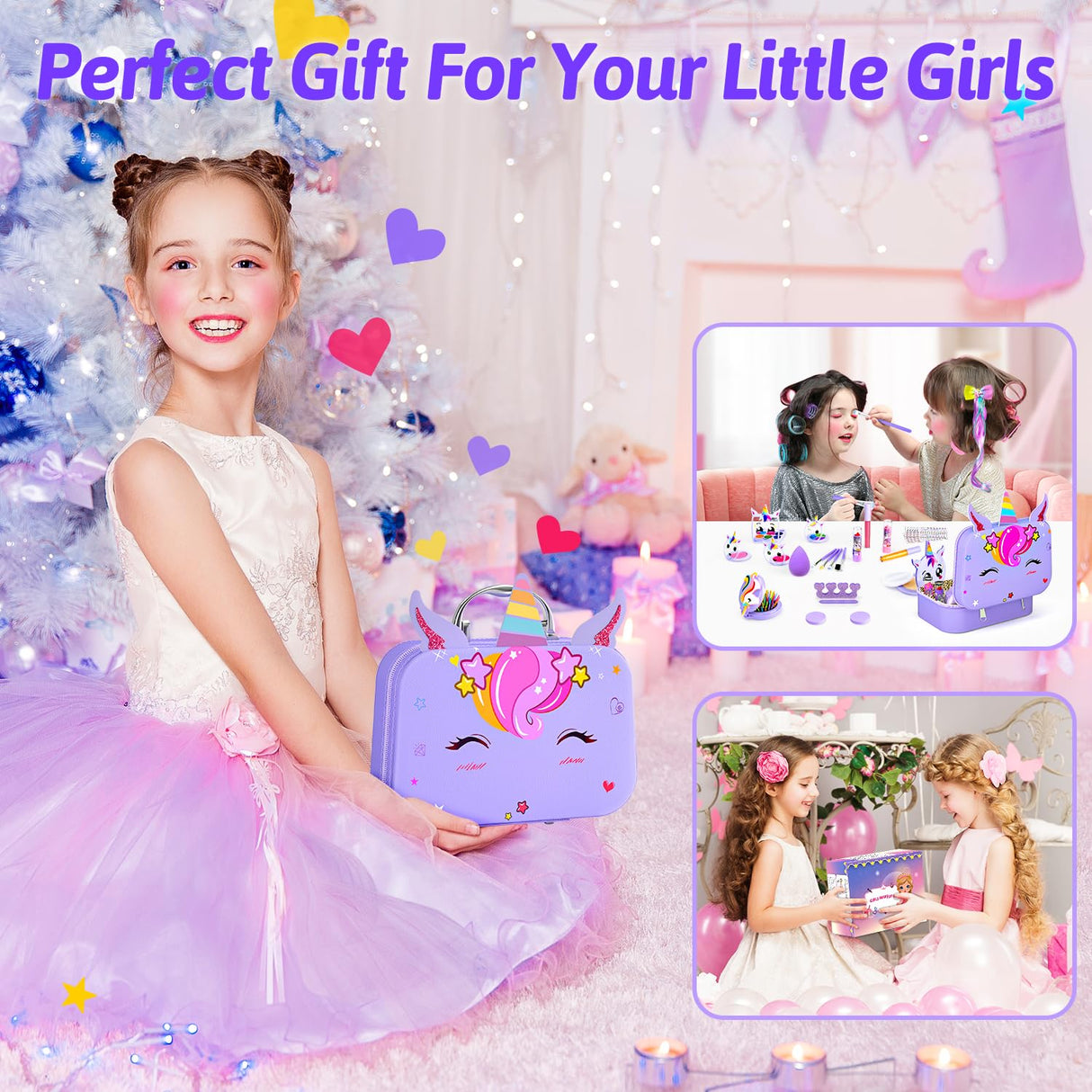 Kids Makeup Kit for Girl - Kids Washable Makeup Girls Toys with Cosmetic Case, Real Girl Makeup Sets for Toddler Kid Children Christmas Birthday Gifts Toys for 3 4 5 6 7 8-12 Year Old Girls