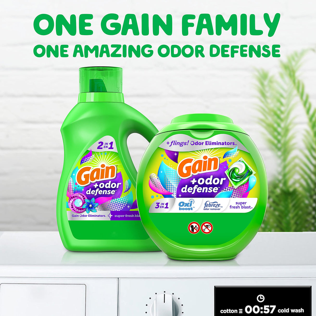 Gain flings Laundry Detergent Pacs with Odor Defense HE Compatible 76 Ct 3in1 Detergent Pacs with Febreze and Oxi Super Fresh Blast Scent