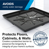Camco Low Profile Washing Machine Drain Pan with PVC Fitting - 29 inch x 33 inch ID and 30.5 inch x 34.5 inch OD - Protects Your Floors from Washing Machine Leaks - Easy to Use - Graphite - 20784