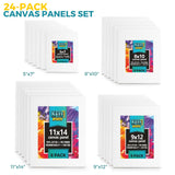 KEFF 24-Pack 𝗣𝗥𝗘𝗠𝗜𝗨𝗠 Canvas for Painting, 6 of 5x7, 8x10, 9x12,11x14 Painting Canvas Boards, Art Supplies for Adults & Kids - 100% Cotton Primed Canvases for Painting Acrylic, Oil, Watercolor