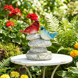 Ovewios Solar Garden Statues Outdoor Decor, Garden Sculptures Stones Statue Novelty Birds Figurine Decoration for Patio Yard Porch Art Home Decor