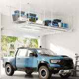 FLEXIMOUNTS 3x6 Overhead Garage Storage Adjustable Ceiling Rack 72" Length x 36" Width x 40" Height, 450lbs Weight Capacity, White, Classic Series