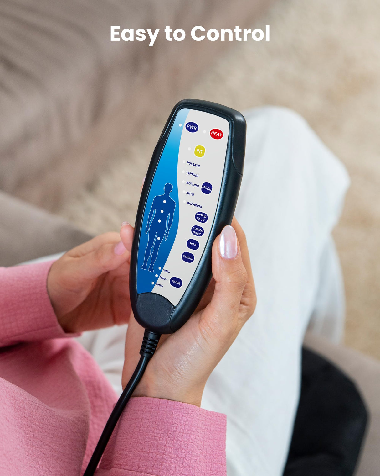 COMFIER Massage Seat Cushion, Back Massager with 8 Massage Nodes & 5 Modes, Adjustable Chair Massage Pad with Heat for Home Office, Heated Chair Pad,Gifts for Men,Women