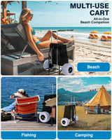PYY Beach Cart for Sand - Foldable Wagon Dolly Buggy with Big Large Balloon Wheels, 200 LBS Capacity, 9" Rolling Tires, Collapsible Storage Bag for Outdoor Camping Shopping Fishing Gray