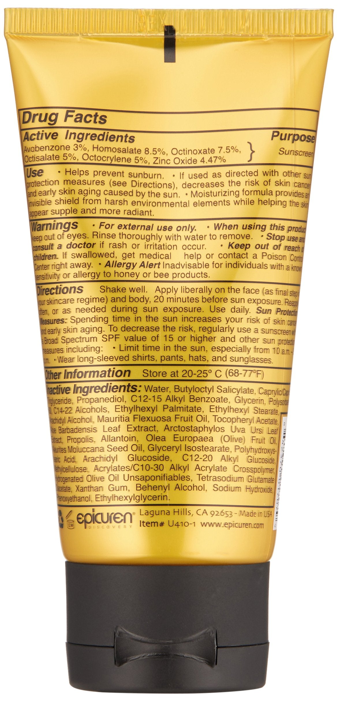 epicuren DISCOVERY X-treme Cream Propolis Sunscreen SPF 45+, Yellow, 2.5 Fl Oz