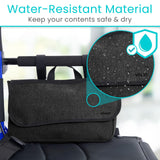 Vive Wheelchair Carry Bag - Arm Rest Pouch for Rollator, Walkers, Power Wheel Chairs and Knee Scooters - Side Storage Organizer for Elderly, Seniors, Adults (Black)