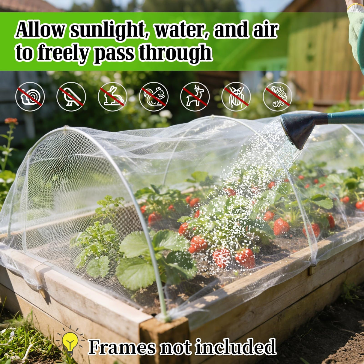 13'x32.8' Garden Netting for Strawberry Plants HDPE Fine Strawberry Bird Netting for Raised Bed Row Cover Screen Mesh Net for Fruit Tree Vegetable Flowers Large Area Garden Protection