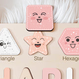 Personalized Name Puzzle with Numbers and Shapes, Name Puzzle for Kids, Custom Birthday Gift for Kids, for Toddlers, Unique New Baby Gift, 1 Year Old Boy and Girl Toys, Wood Toy