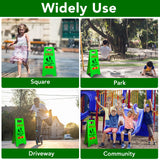 XPCARE 24 Inches Kids Playing Sign for Street, 3PACK Green Children at Play Safety Sign with Reflective Tapes,Caution Slow Down for Street,Kids and Pets at Play Warning Signs